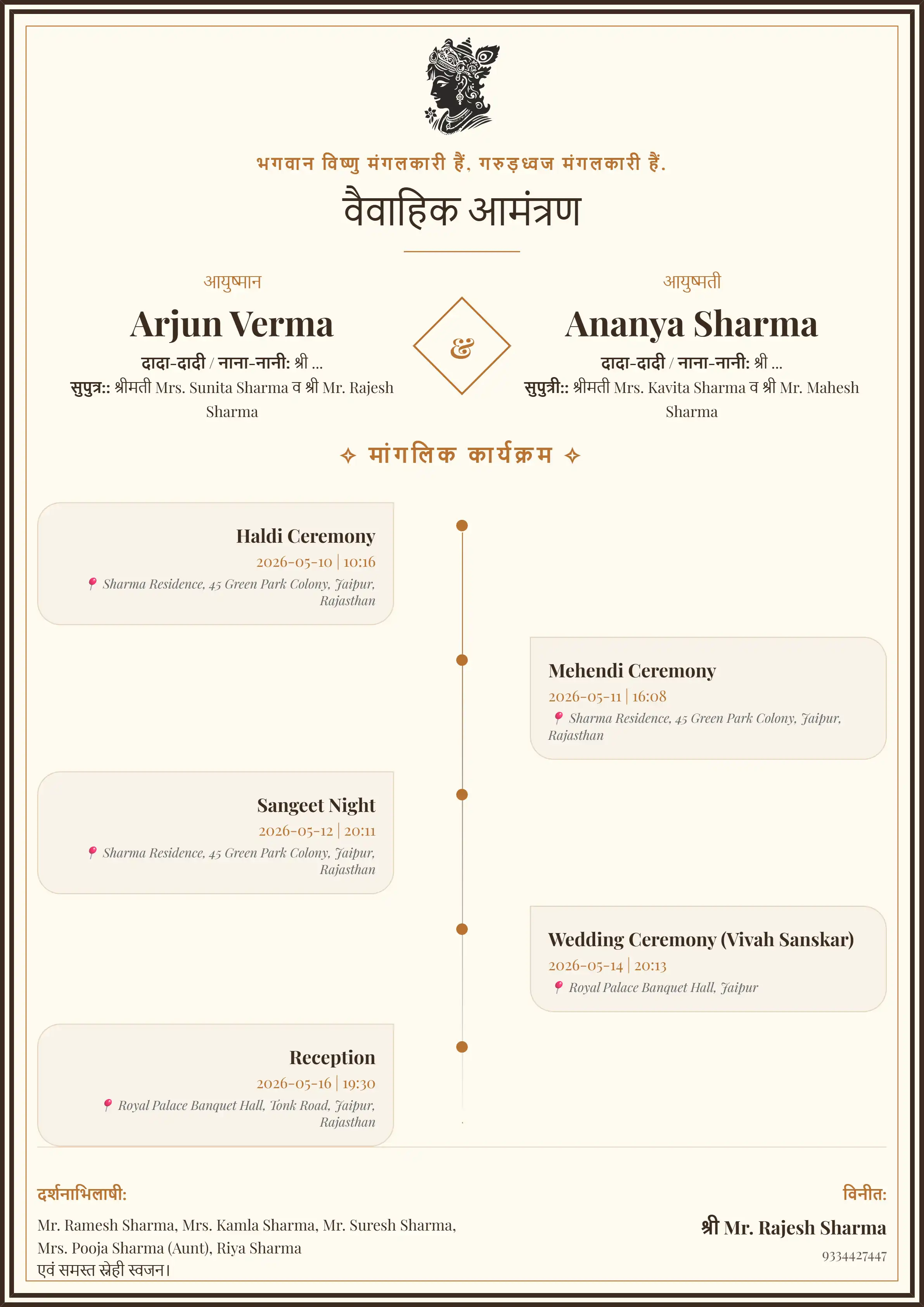 Heritage Style Wedding Invitation Card - Wedding Invitation PDF Template