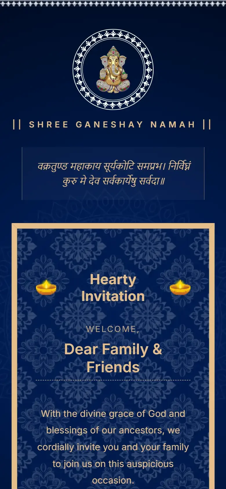 Traditional mandala Hindu digital wedding invitation website editable shadi card with RSVP system